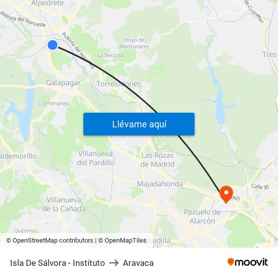Isla De Sálvora - Instituto to Aravaca map
