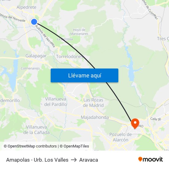 Amapolas - Urb. Los Valles to Aravaca map