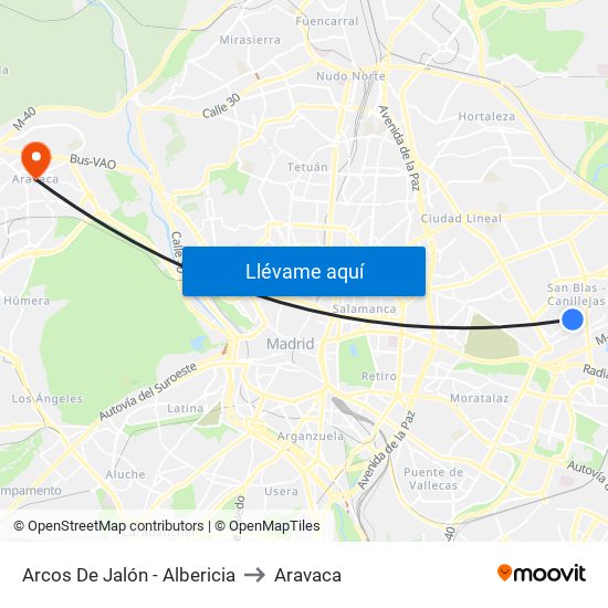 Arcos De Jalón - Albericia to Aravaca map