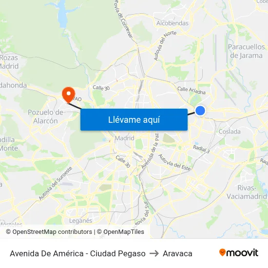 Avenida De América - Ciudad Pegaso to Aravaca map