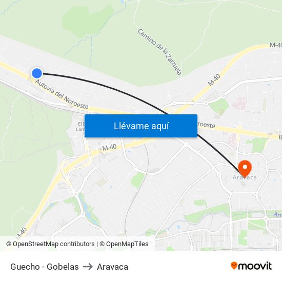 Guecho - Gobelas to Aravaca map