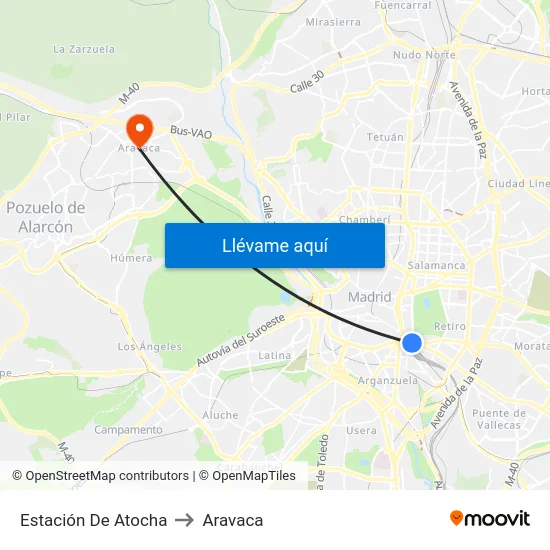 Estación De Atocha to Aravaca map