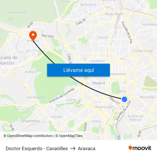 Doctor Esquerdo - Cavanilles to Aravaca map