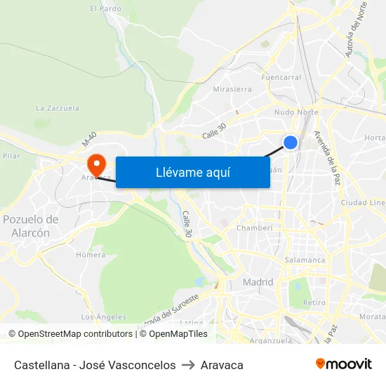 Castellana - José Vasconcelos to Aravaca map