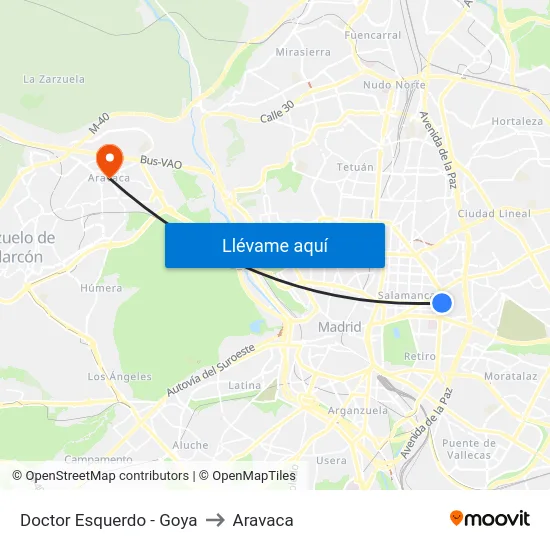 Doctor Esquerdo - Goya to Aravaca map