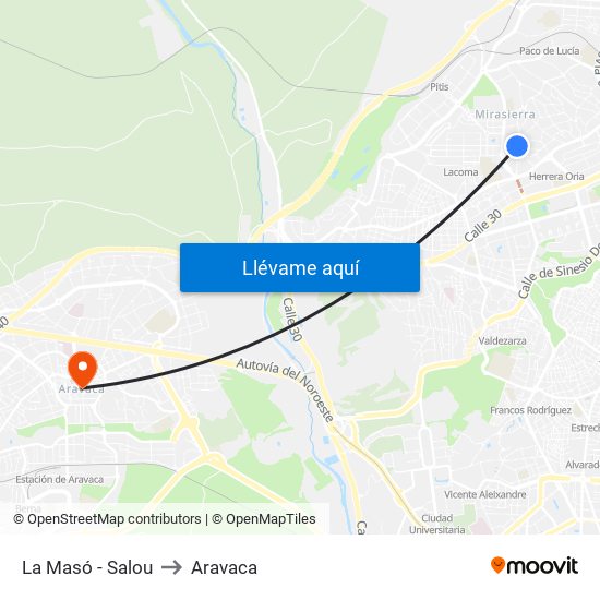La Masó - Salou to Aravaca map