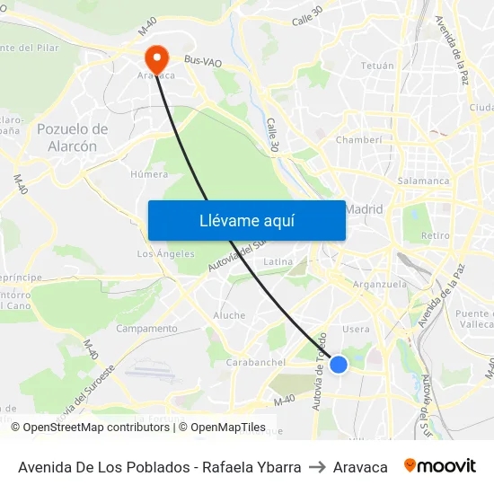 Avenida De Los Poblados - Rafaela Ybarra to Aravaca map