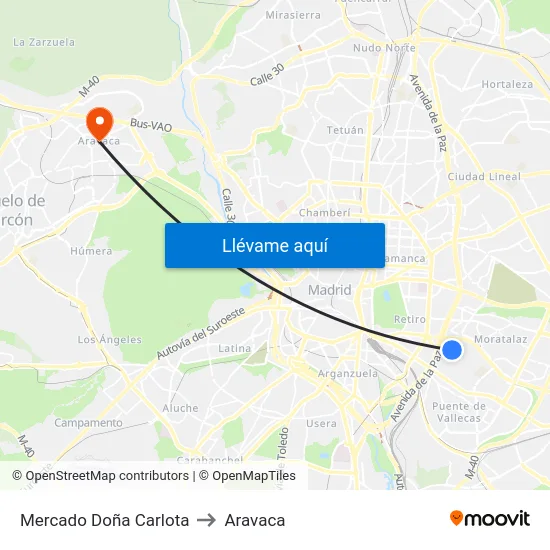 Mercado Doña Carlota to Aravaca map
