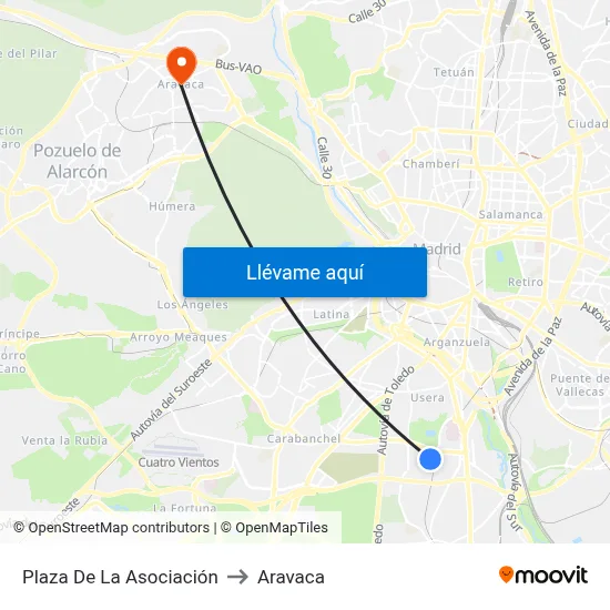 Plaza De La Asociación to Aravaca map