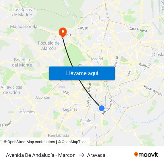 Avenida De Andalucía - Marconi to Aravaca map