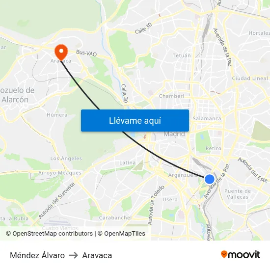 Méndez Álvaro to Aravaca map