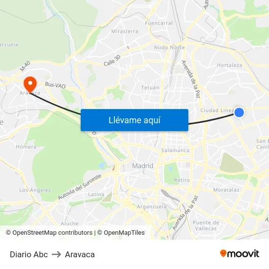 Diario Abc to Aravaca map