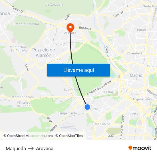 Maqueda to Aravaca map