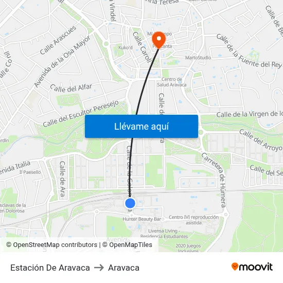 Estación De Aravaca to Aravaca map