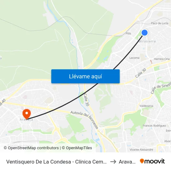 Ventisquero De La Condesa - Clínica Cemtro to Aravaca map