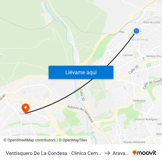 Ventisquero De La Condesa - Clínica Cemtro to Aravaca map