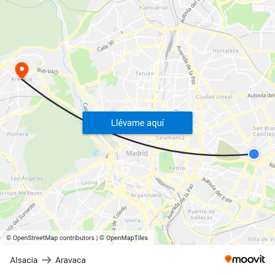 Alsacia to Aravaca map