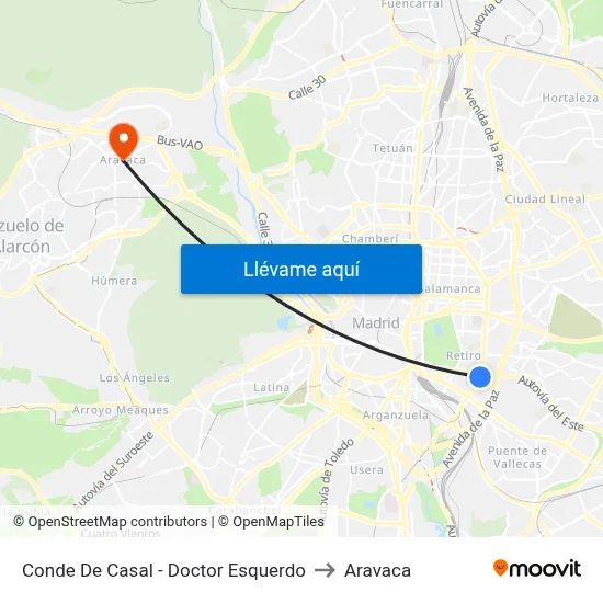 Conde De Casal - Doctor Esquerdo to Aravaca map