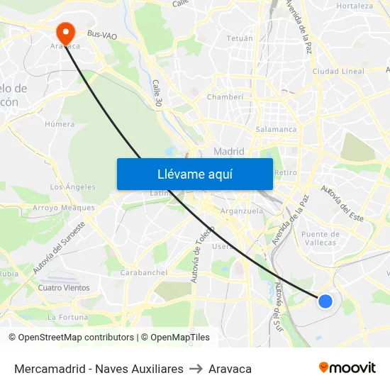 Mercamadrid - Naves Auxiliares to Aravaca map