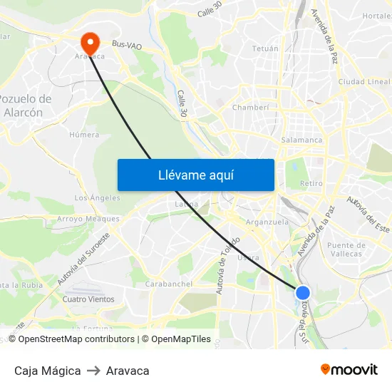 Caja Mágica to Aravaca map
