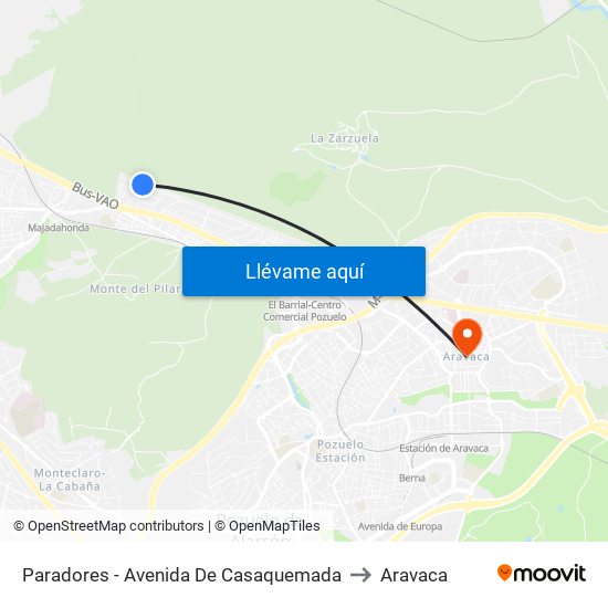 Paradores - Avenida De Casaquemada to Aravaca map