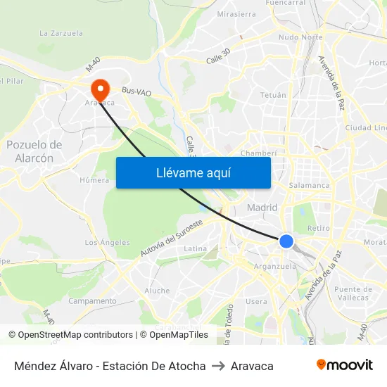 Méndez Álvaro - Estación De Atocha to Aravaca map