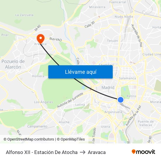 Alfonso XII - Estación De Atocha to Aravaca map