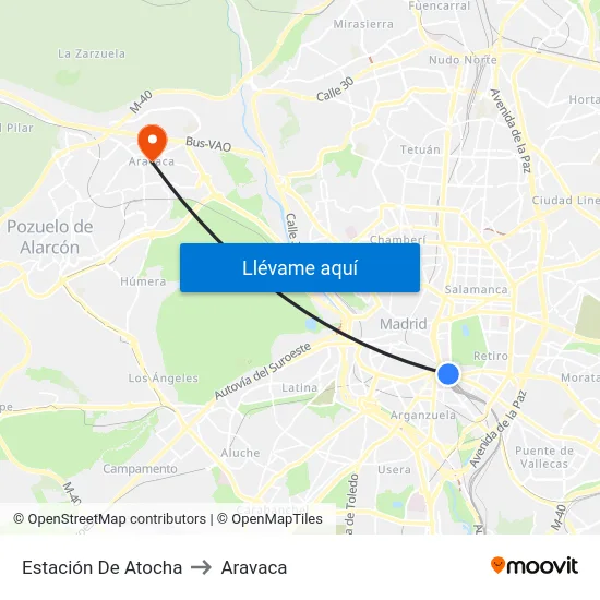 Estación De Atocha to Aravaca map