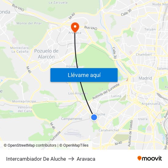 Intercambiador De Aluche to Aravaca map