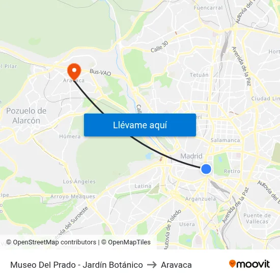 Museo Del Prado - Jardín Botánico to Aravaca map