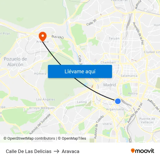 Calle De Las Delicias to Aravaca map