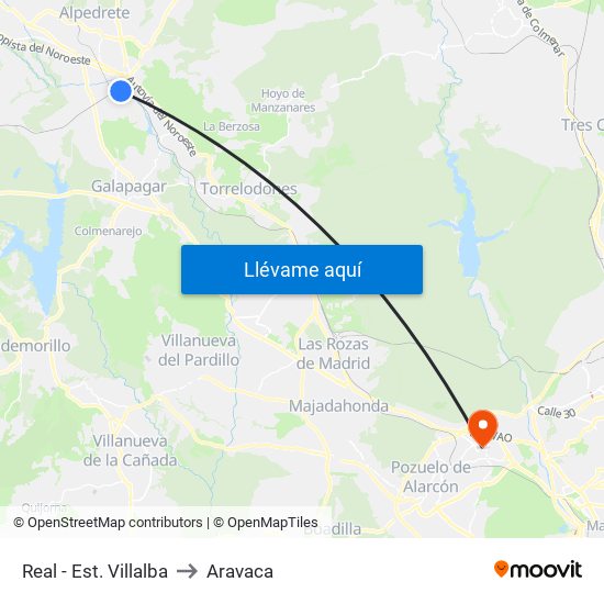 Real - Est. Villalba to Aravaca map
