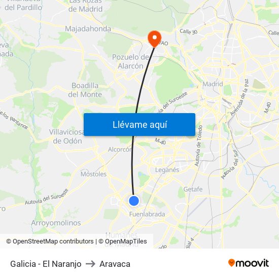 Galicia - El Naranjo to Aravaca map