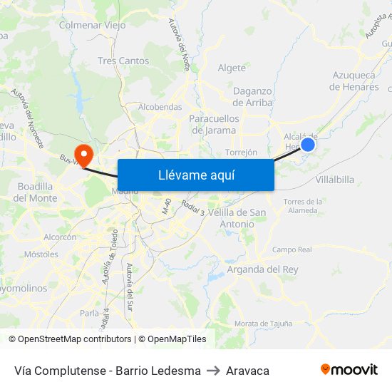 Vía Complutense - Barrio Ledesma to Aravaca map