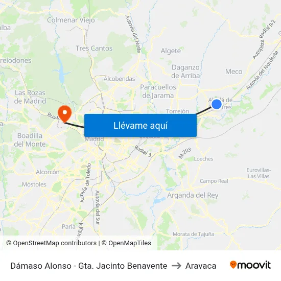 Dámaso Alonso - Gta. Jacinto Benavente to Aravaca map