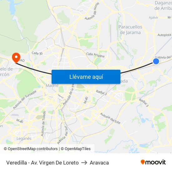 Veredilla - Av. Virgen De Loreto to Aravaca map