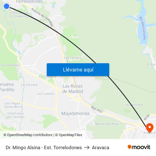 Dr. Mingo Alsina - Est. Torrelodones to Aravaca map