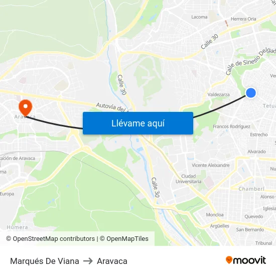 Marqués De Viana to Aravaca map