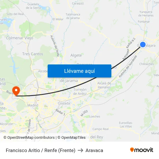 Francisco Aritio / Renfe (Frente) to Aravaca map