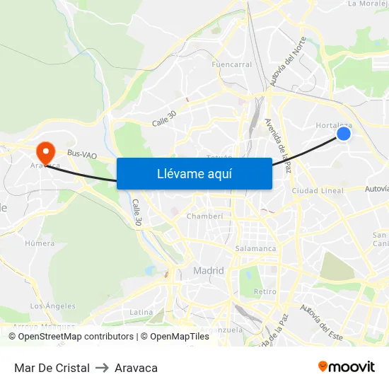 Mar De Cristal to Aravaca map