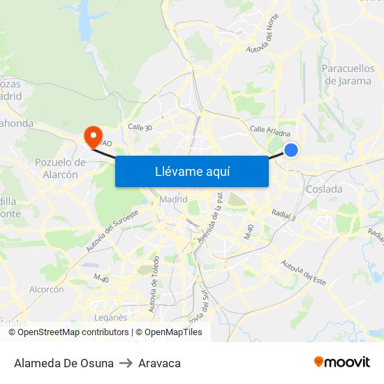 Alameda De Osuna to Aravaca map