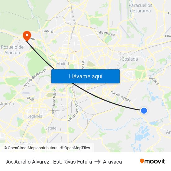 Av. Aurelio Álvarez - Est. Rivas Futura to Aravaca map