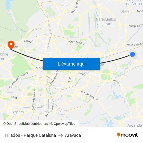 Hilados - Parque Cataluña to Aravaca map