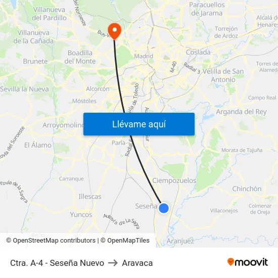 Ctra. A-4 - Seseña Nuevo to Aravaca map