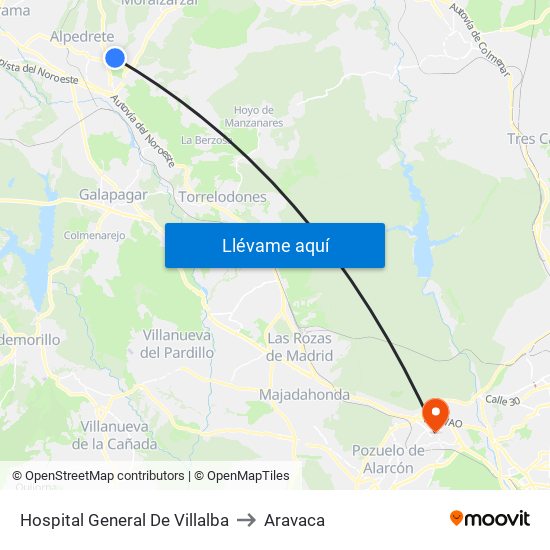 Hospital General De Villalba to Aravaca map