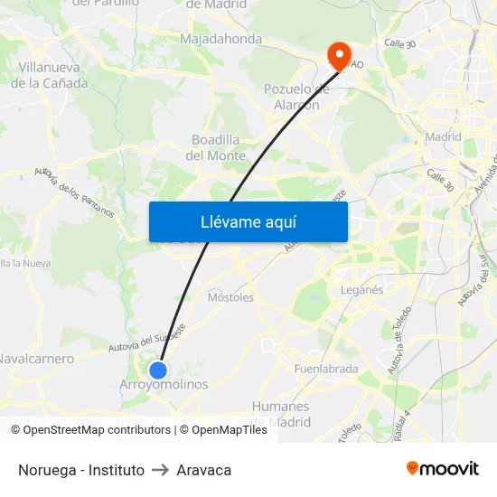 Noruega - Instituto to Aravaca map