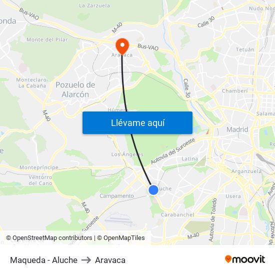 Maqueda - Aluche to Aravaca map