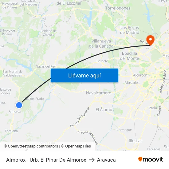 Almorox - Urb. El Pinar De Almorox to Aravaca map