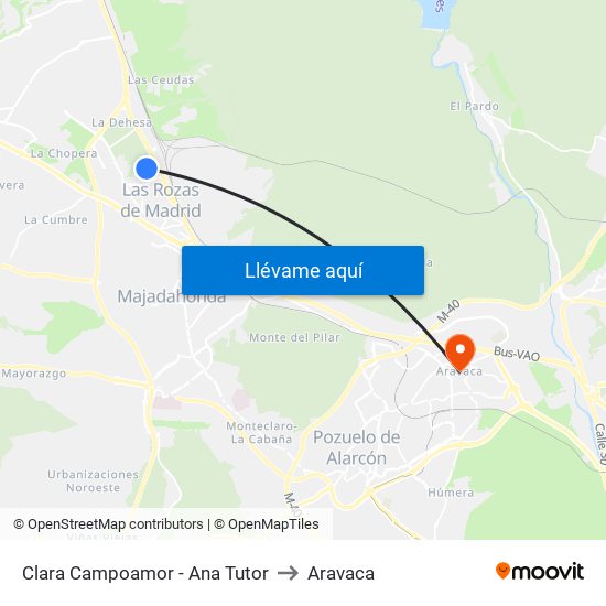 Clara Campoamor - Ana Tutor to Aravaca map
