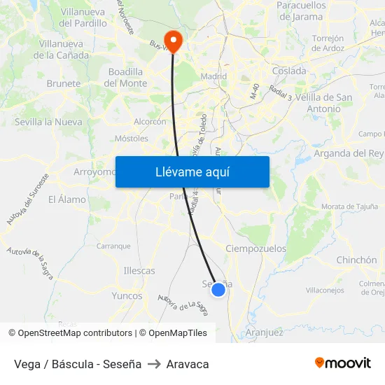 Vega / Báscula - Seseña to Aravaca map